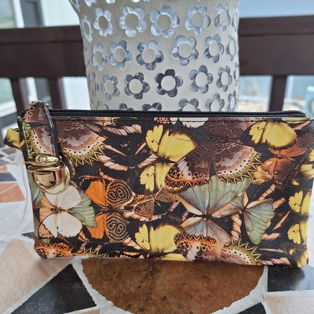 Butterfly Heritage Clutch or Organizer with Cute Snap Closure